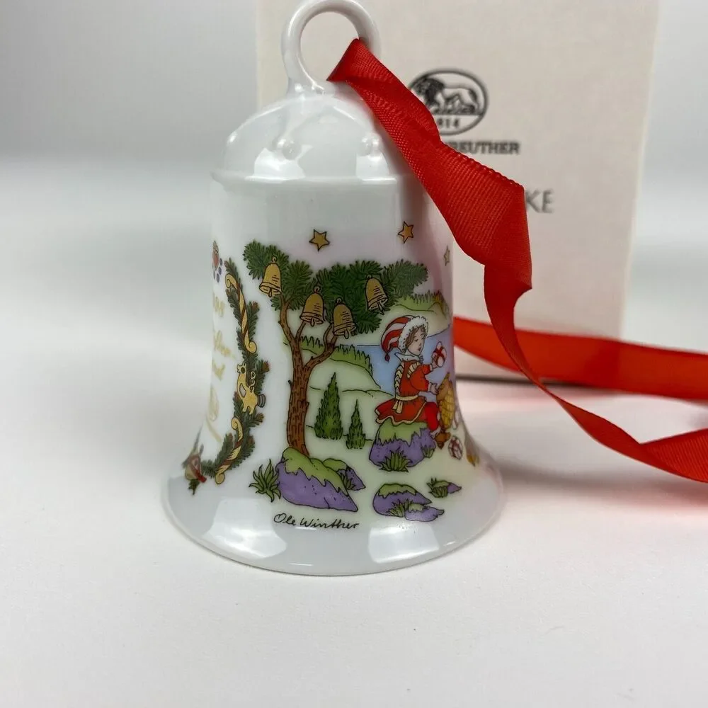VTG Hutschenreuther Flößerland 1998 Germany Christmas Bell Ornament Porcelain